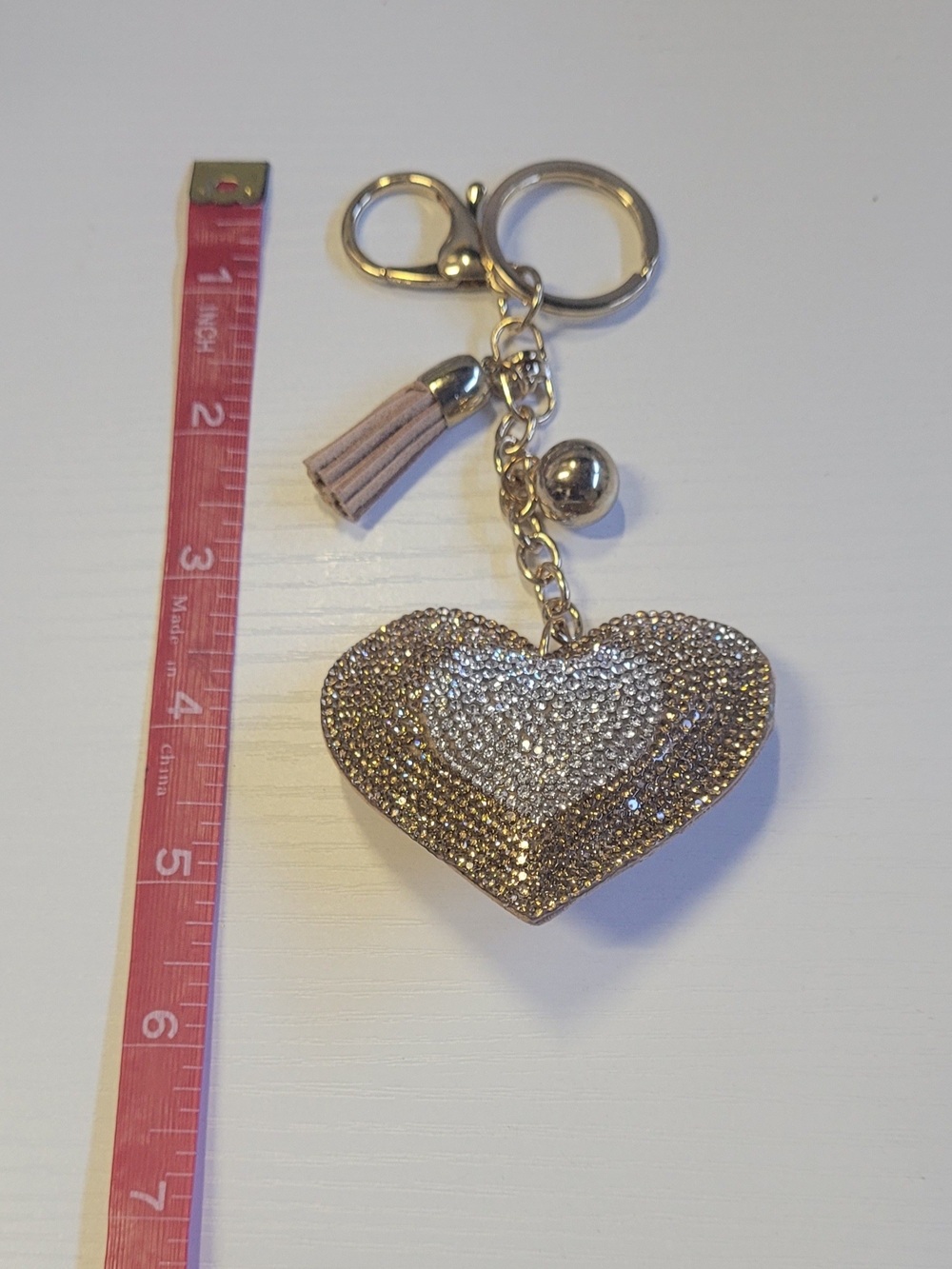 Expresso shade Heart Keychain Bag Charm - Gold Tone